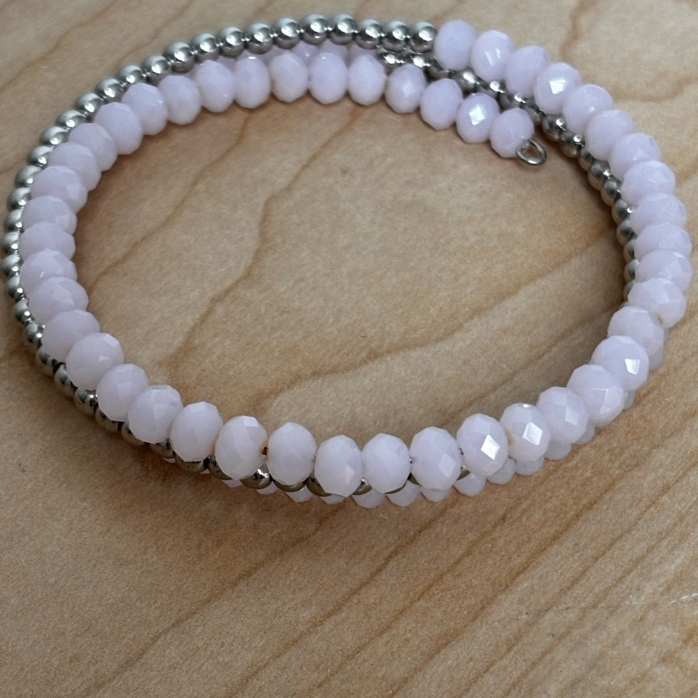 Pink faceted bead bracelet